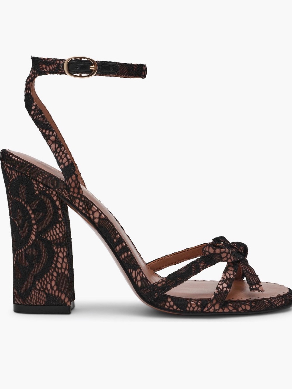 Steve Madden Black Lace Ankle-Strap Block Heel Sandals Various Sizes - Picture 6 of 16